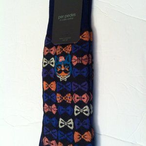 PER PEDES MENS NEW BLACK MERCERIZED COTTON BLEND DRESS SOCKS ONE SIZE